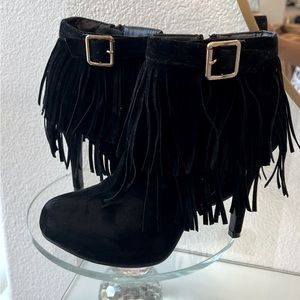 Black Fringe ankle boots